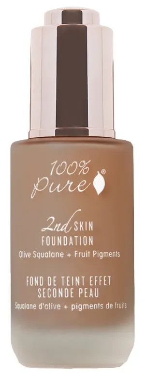 100% PURE 2nd Skin Lightweight Serum Foundation Anti-Aging Face Makeup - Blendable Coverage Liquid Hydration Boost for Soft Plumped Up Glow, Vegan Shade 7 (Neutral w/Red Undertone) - 1.18 Fl Oz