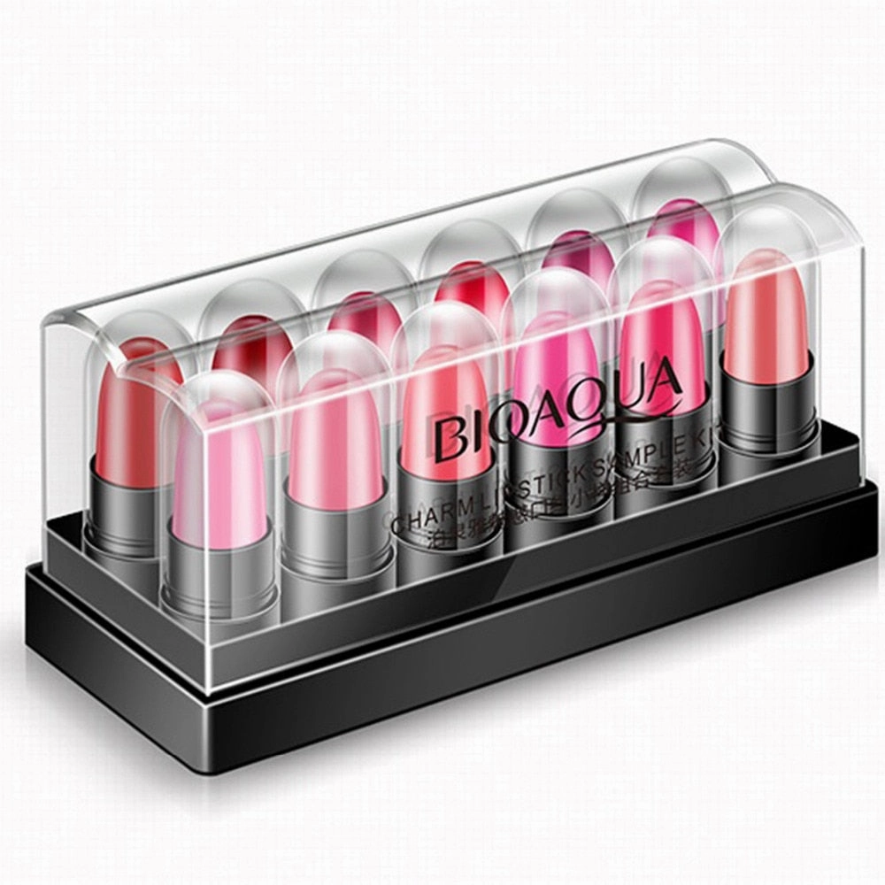 12 pcs/box women moisturizing lipstick Set box