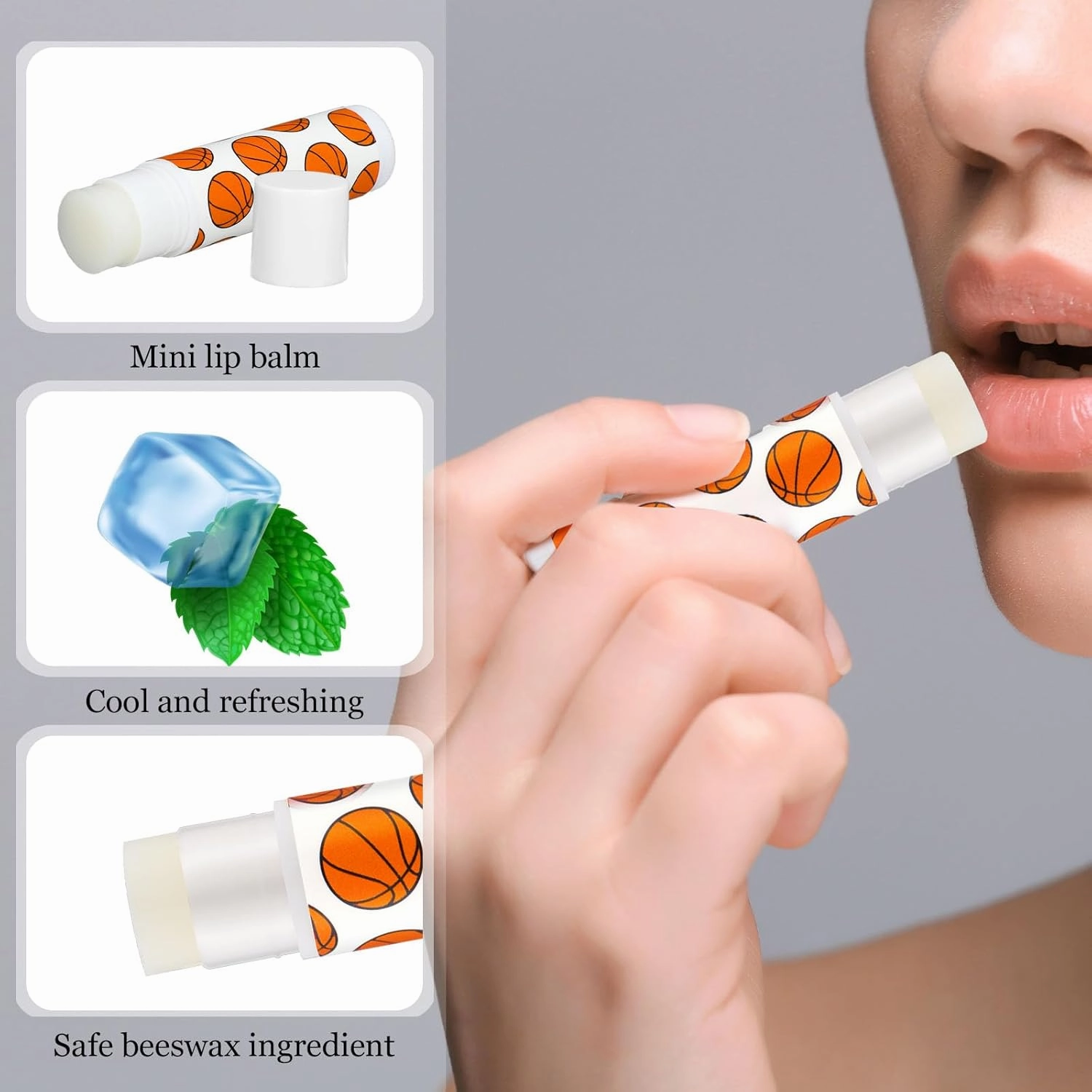 18 Sets Basketball Party Favors Lip Balm and Lipstick Holder Keychain Bulk Sport Ball Team Gifts Natural Moisturizing Lip Balm Keychains Pouch for Team Gifts Sports Party Supplies