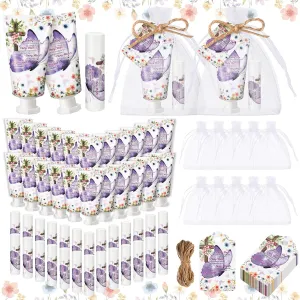 48 Sets Christian Hand Cream and Lip Balm Gift Set Christmas Christian Gift for Women Travel Size Hand Lotion Lip Balm Bulk with Organza Bag and Tag for Baby Shower Mom Holiday Gift(Stylish)