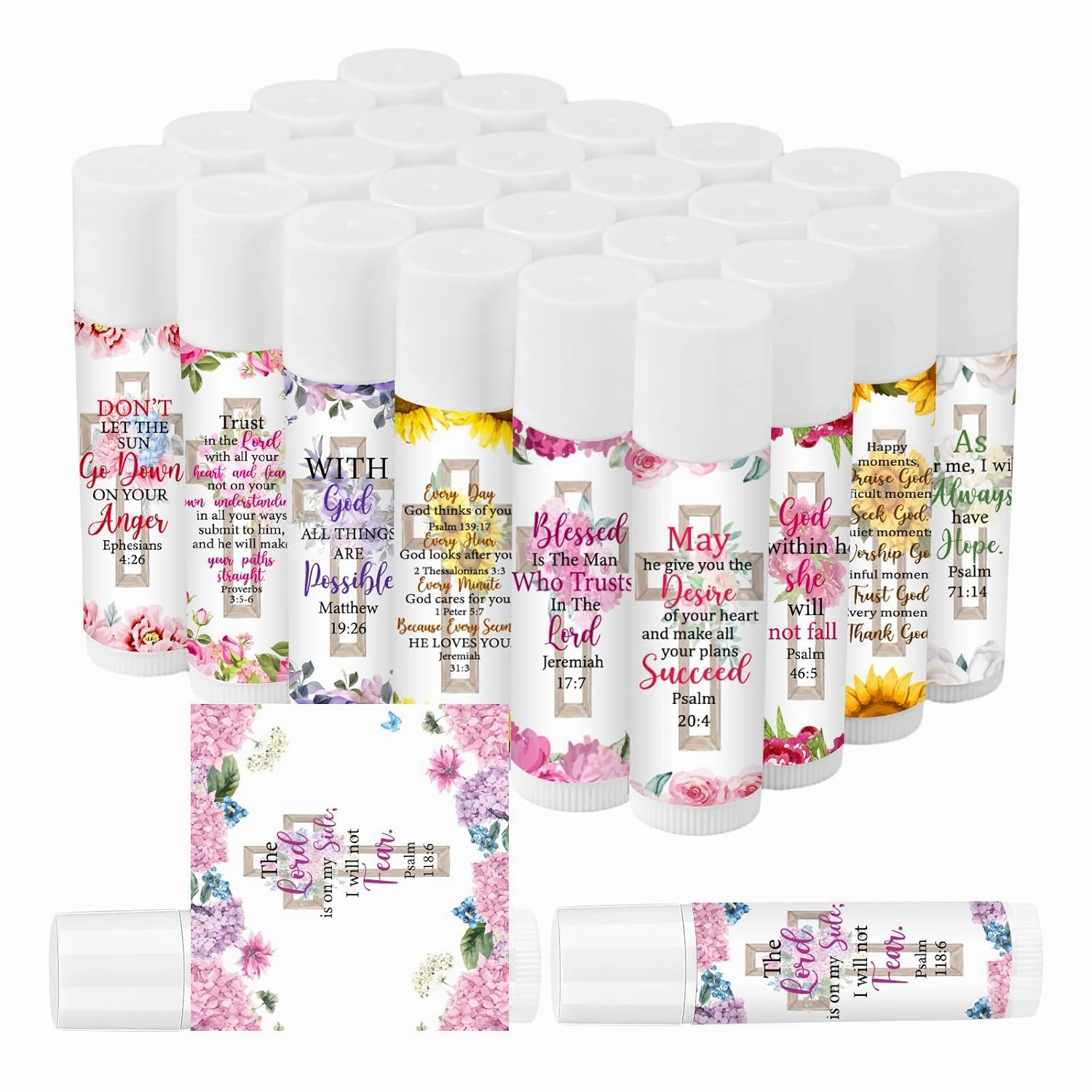 50 Pack Christian Lip Balm Bulk, Religious Bible Lip Care, Moisturizing and Nourishing Lip Balm for Christian Gifts and Party Favors for Guests