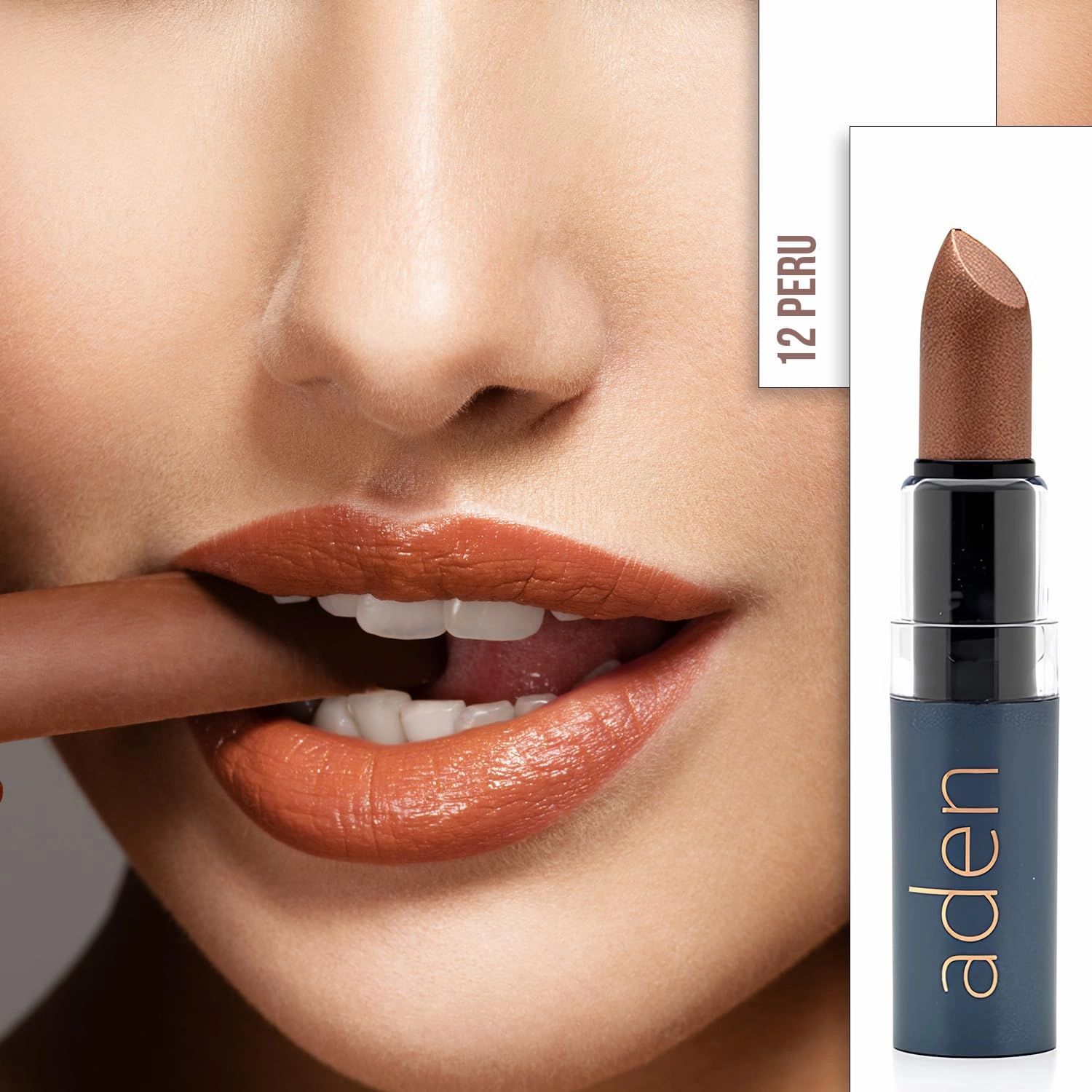 aden Hydrating Lipstick – 3.5gr – Non-Smudging & Light weight – Highly Pigmented & Long Lasting – MADE IN ITALY (12 Peru)