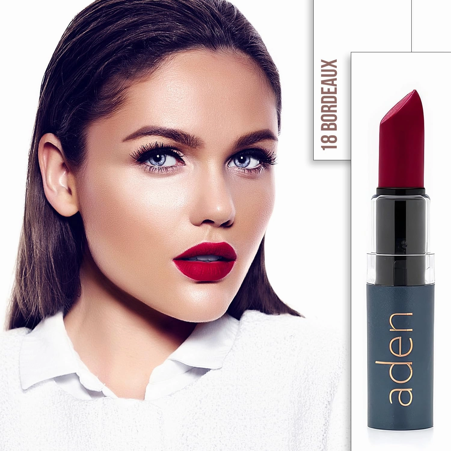 aden Hydrating Lipstick – 3.5gr – Non-Smudging & Light weight – Highly Pigmented & Long Lasting – MADE IN ITALY (18 Bordeaux)