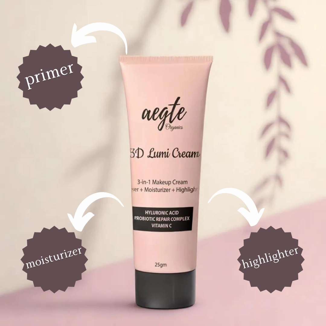 Aegte 3D Lumi Strobe Cream, Primer   Highlighter   Moisturizer, Goodness of Skin Repair Probiotics, Vitamin C & Hyaluronic Acid