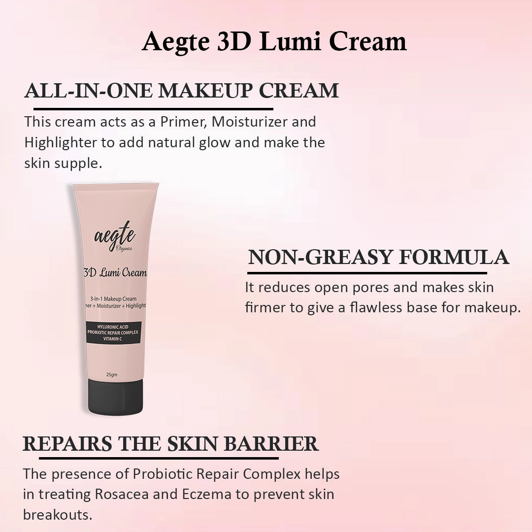 Aegte 3D Lumi Strobe Cream, Primer   Highlighter   Moisturizer, Goodness of Skin Repair Probiotics, Vitamin C & Hyaluronic Acid