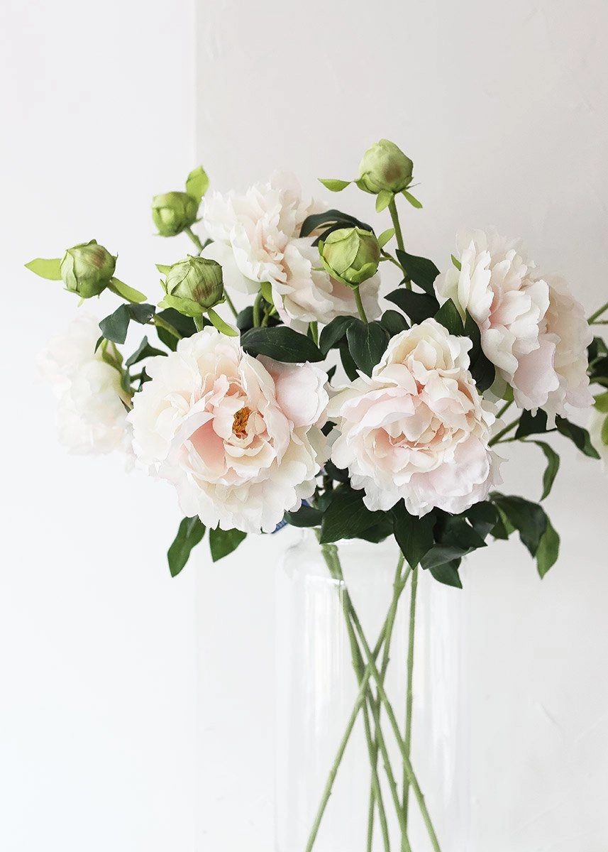 Artificial Peony Flower in Soft Pastel Pink - 30" Tall