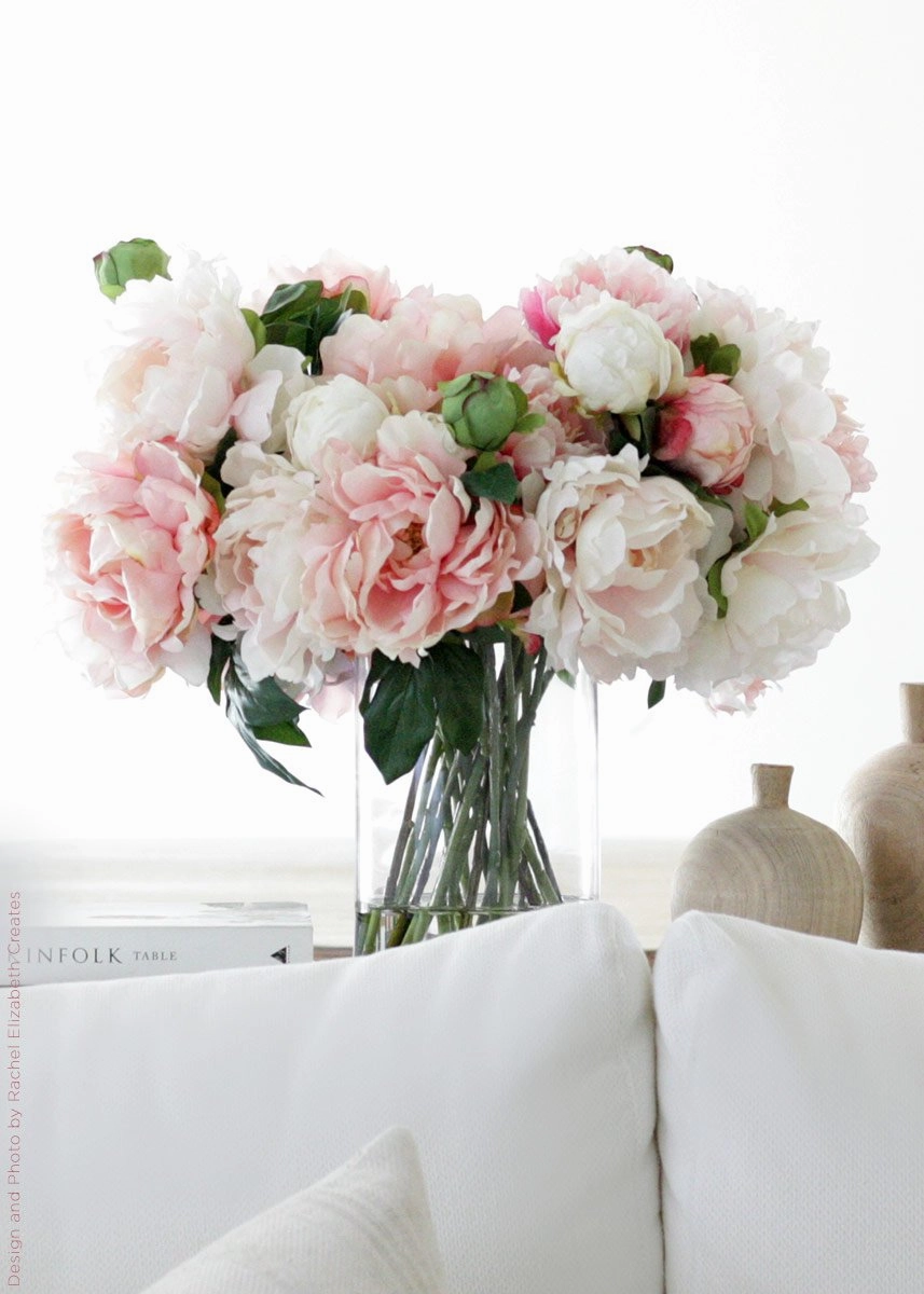 Artificial Peony Flower in Soft Pastel Pink - 30" Tall