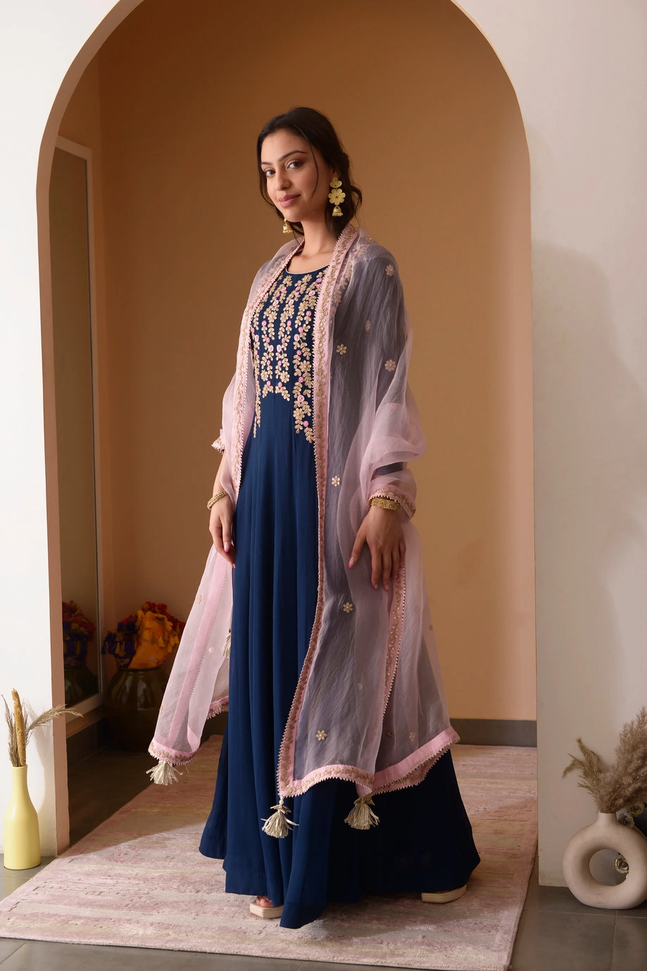 BERRY BLUE GOTA WORK ANARKALI