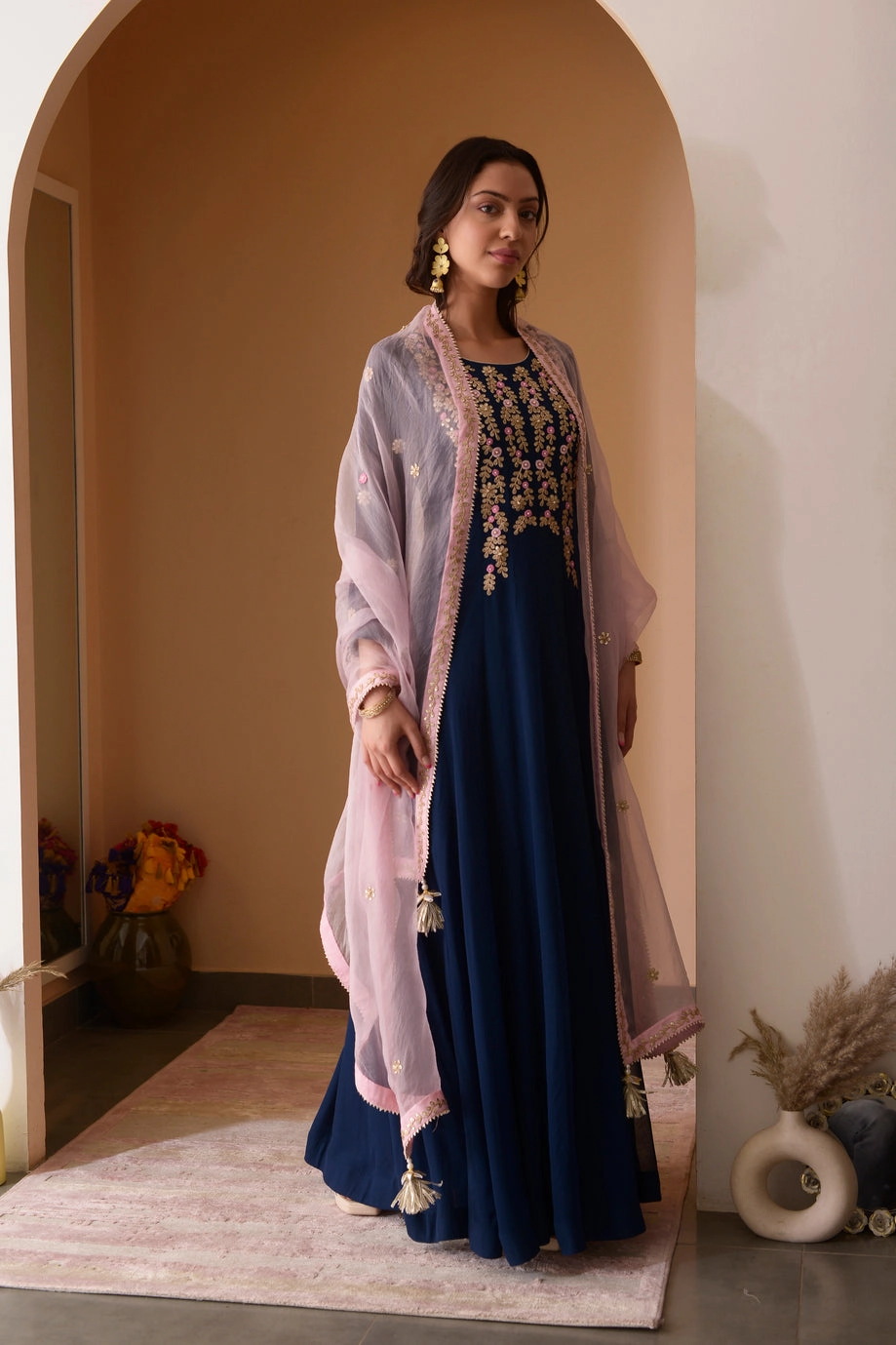 BERRY BLUE GOTA WORK ANARKALI