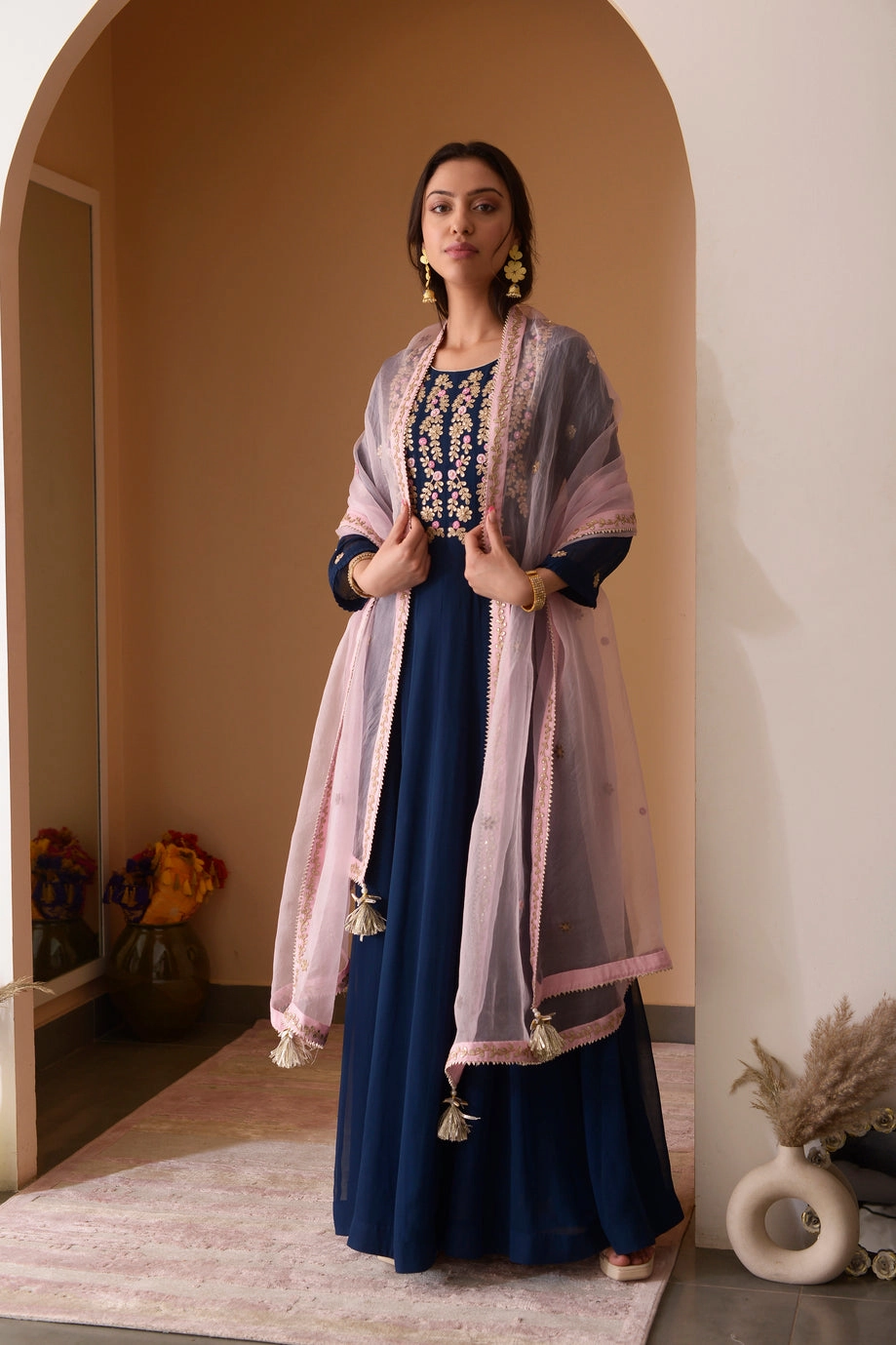 BERRY BLUE GOTA WORK ANARKALI