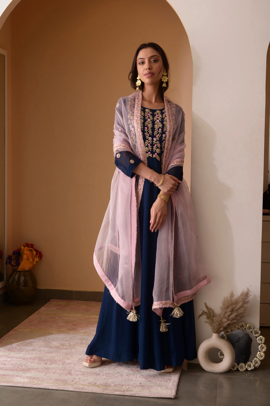 BERRY BLUE GOTA WORK ANARKALI