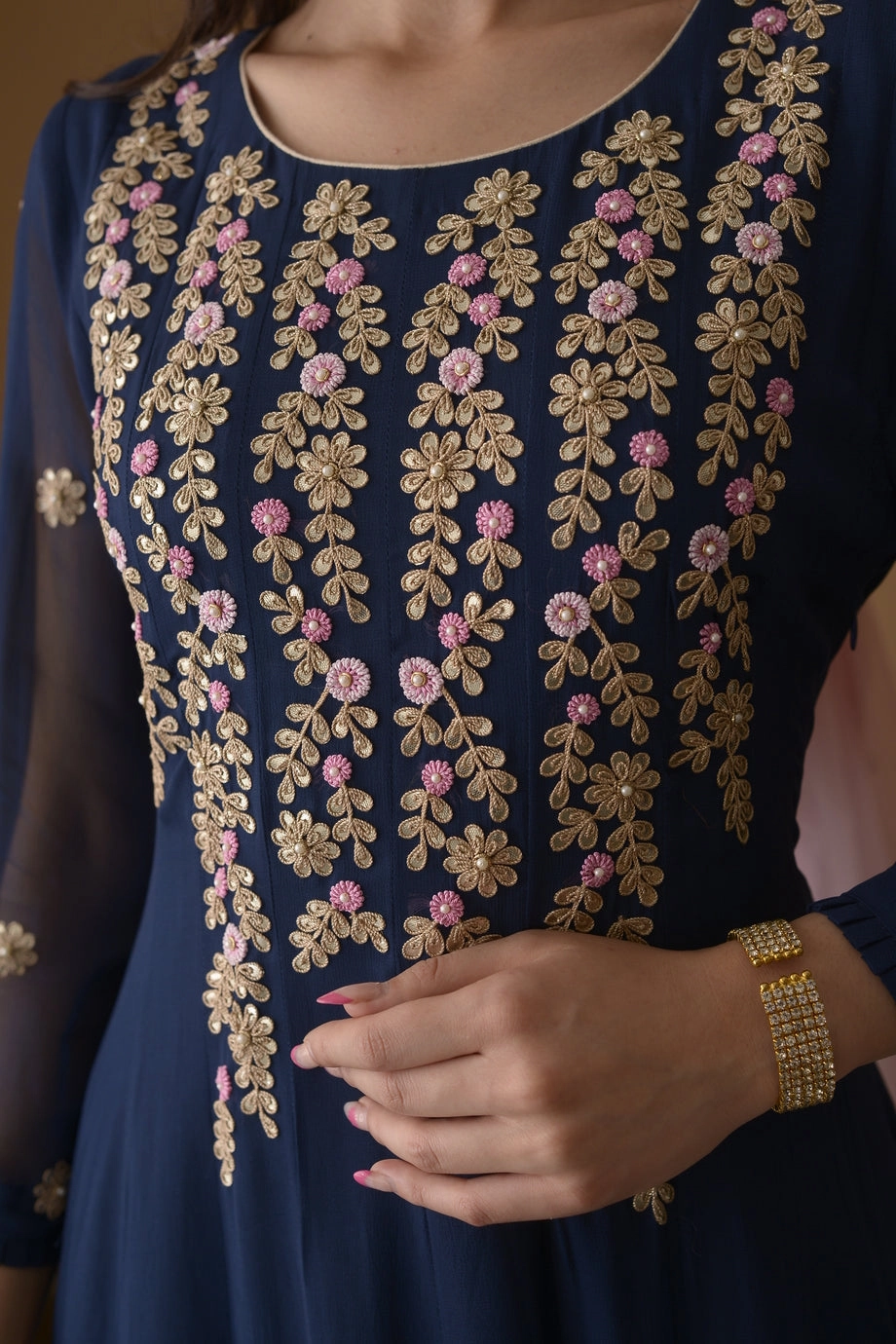 BERRY BLUE GOTA WORK ANARKALI