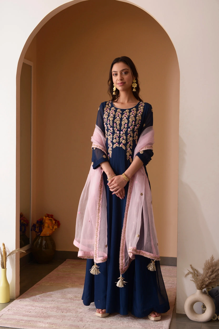 BERRY BLUE GOTA WORK ANARKALI