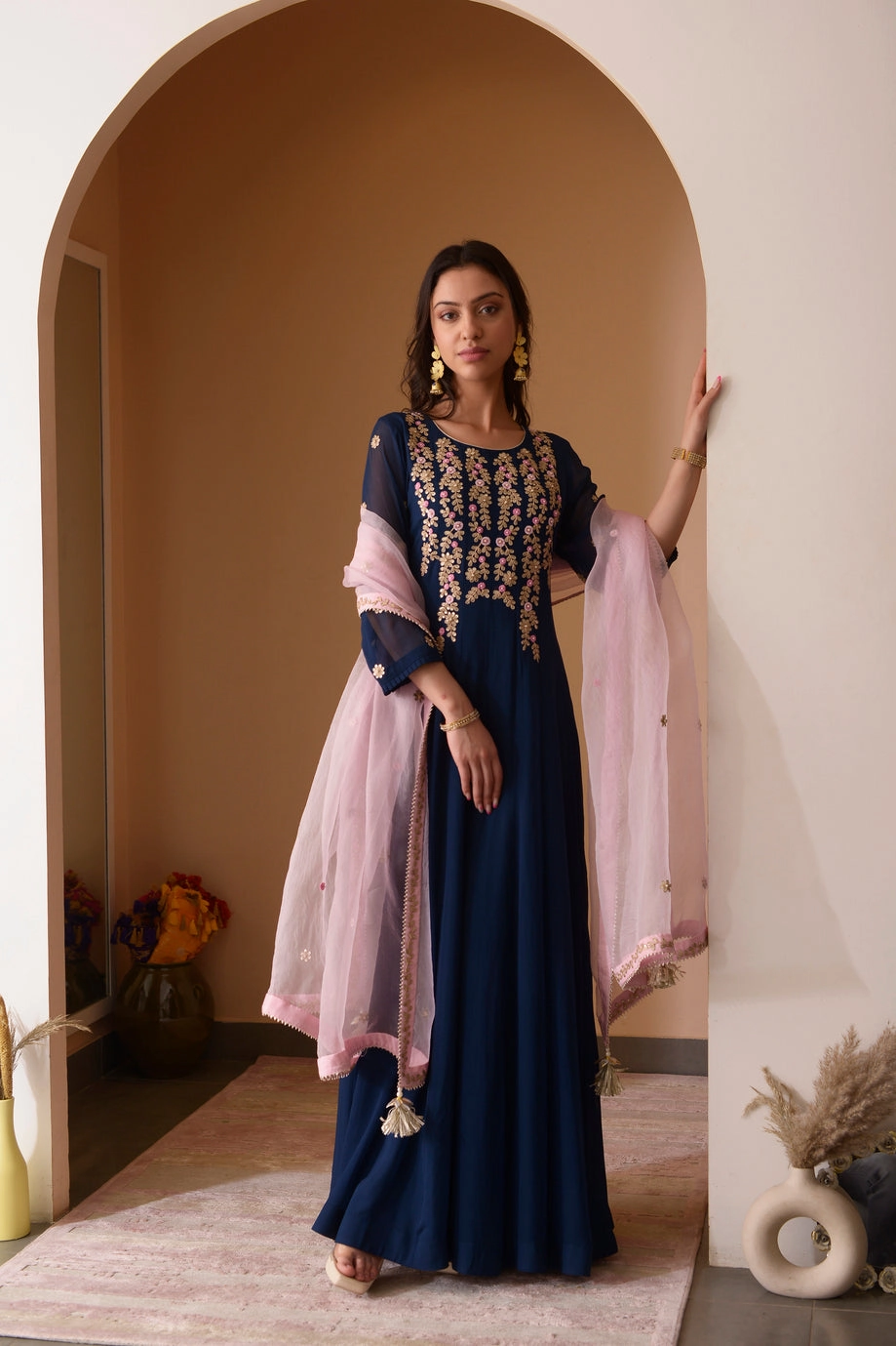 BERRY BLUE GOTA WORK ANARKALI