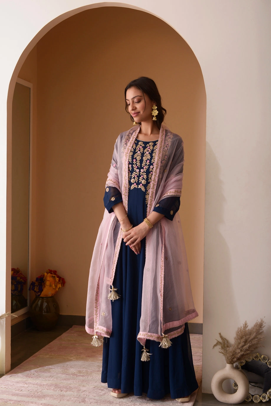 BERRY BLUE GOTA WORK ANARKALI