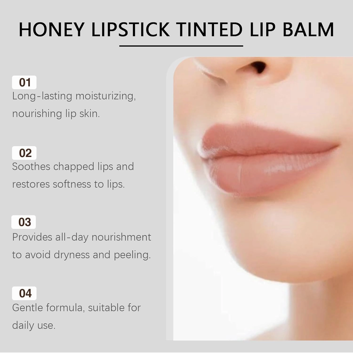 Black Honey Lipstick, Honeynoir-Hydrating Lip Balm, Black Honey Lipstick for Women Dry Lips (Black)