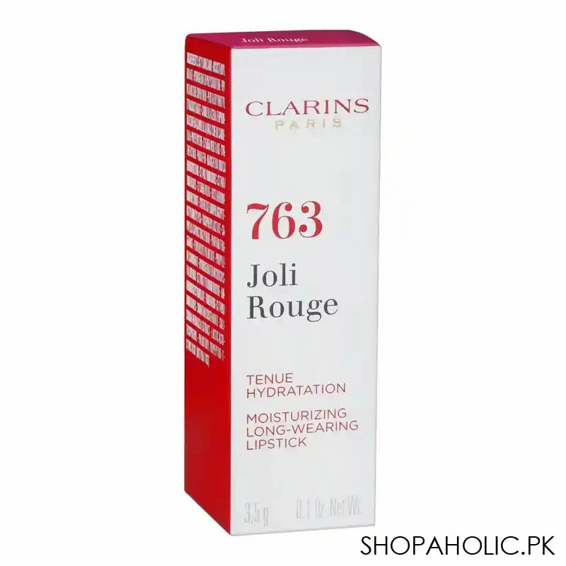 Clarins Paris Joli Rouge Moisturizing Long-Wearing Lipstick, Tenue Hydratation, 763 Fiery Red