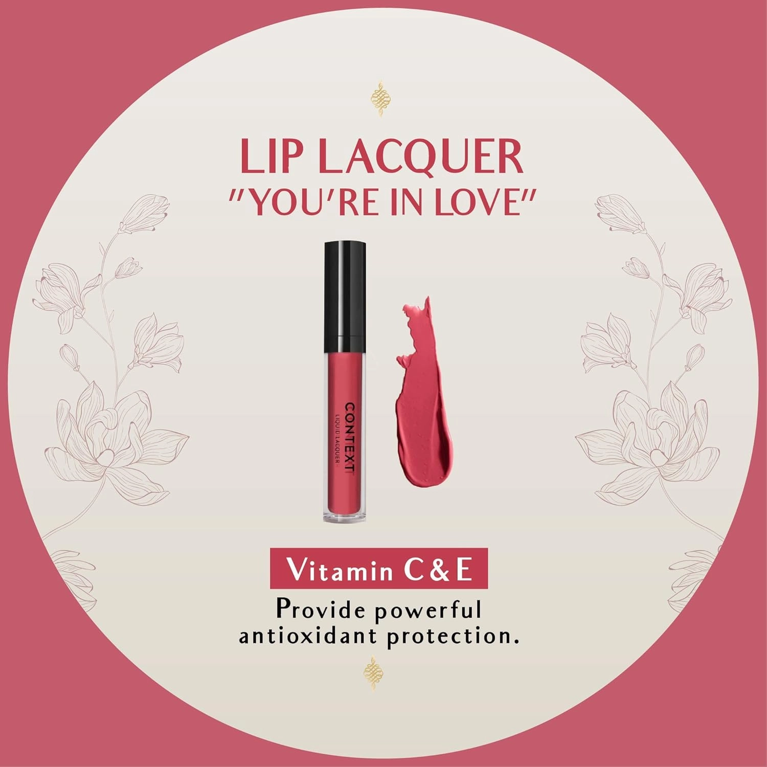 CONTEXT SKIN Non Toxic Liquid Lipstick - Liquid Lacquer long lasting color Lipstick for Women (6.5 G) (You're In Love)