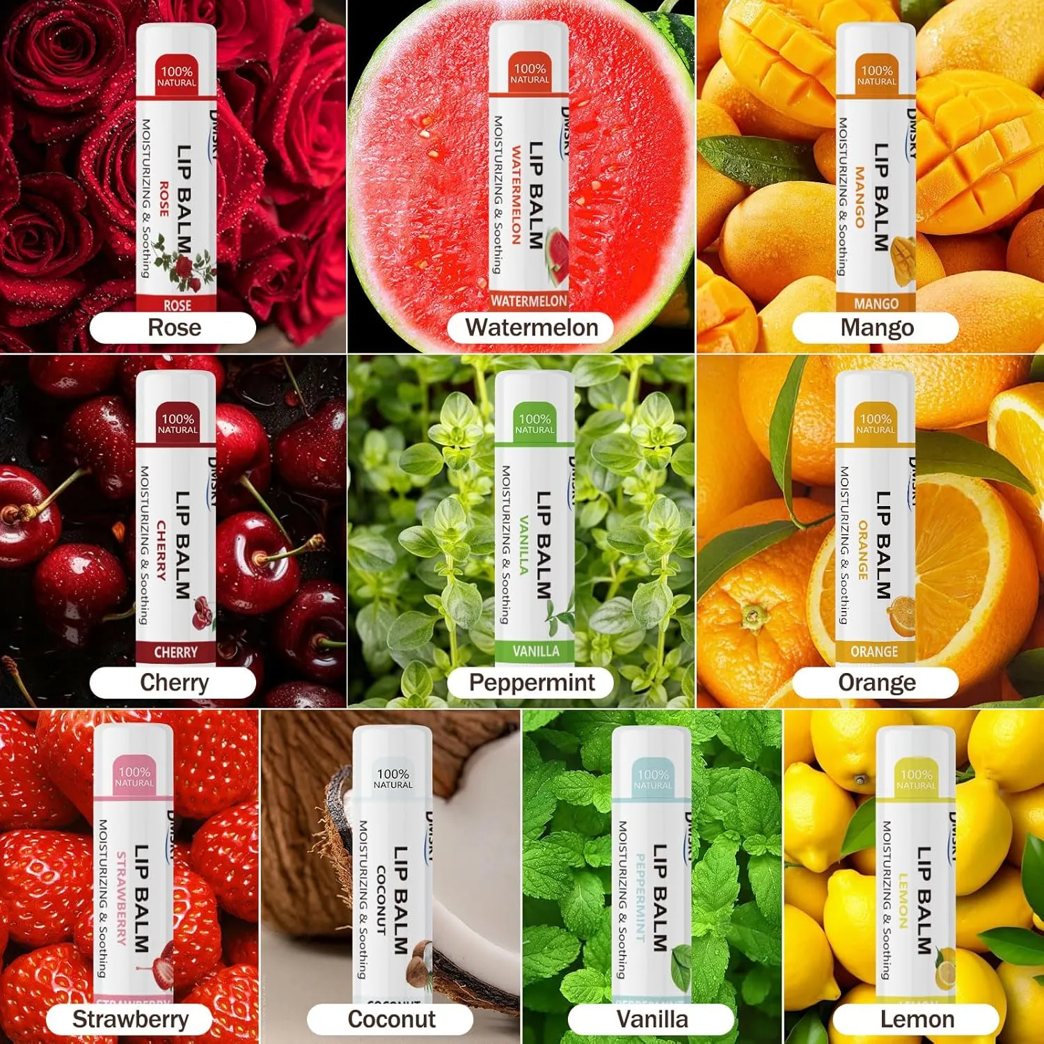 Dmsky Lip Balm Bulk, Fruit Lip Balm Variety Pack, Hydrating Lip Balm for Men Women Kids, 0.15 OZ, 88 count (Pack of 1)
