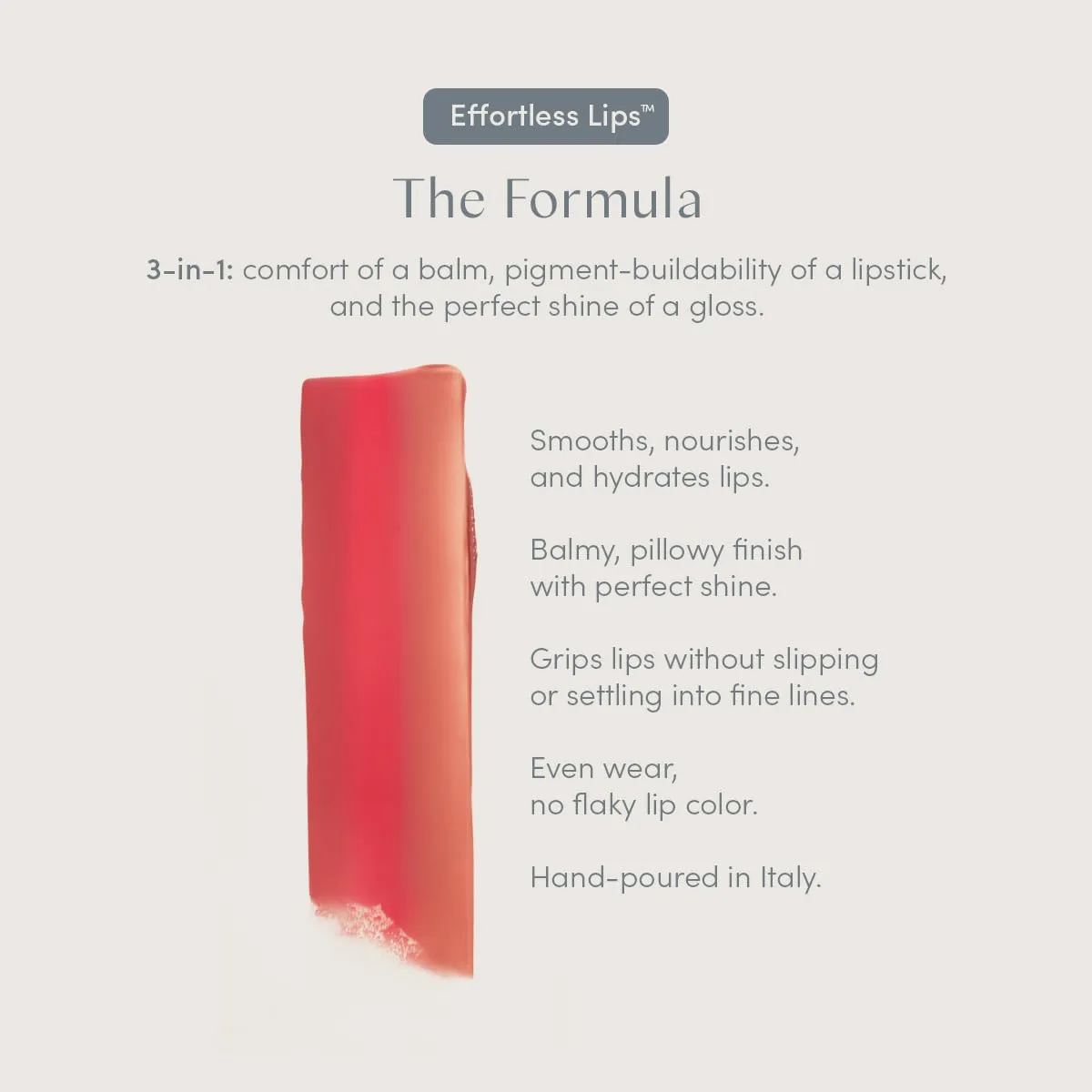 Effortless Lips 3-in-1 everyday sheer-buildable lip formula (Peony, 0.06oz)