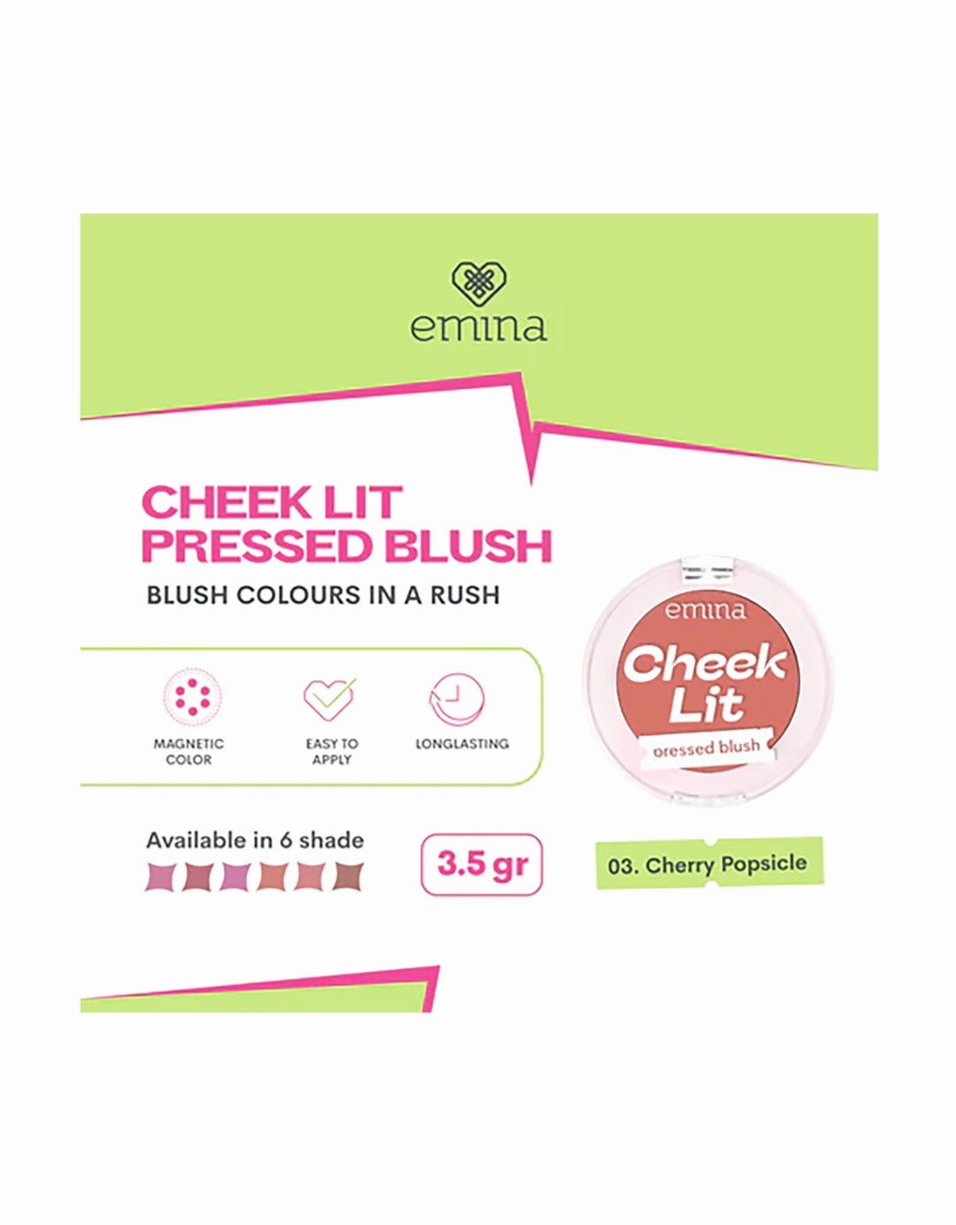 Emina Cheek Lit Pressed Blush Cherry Popsicle 3.5 g