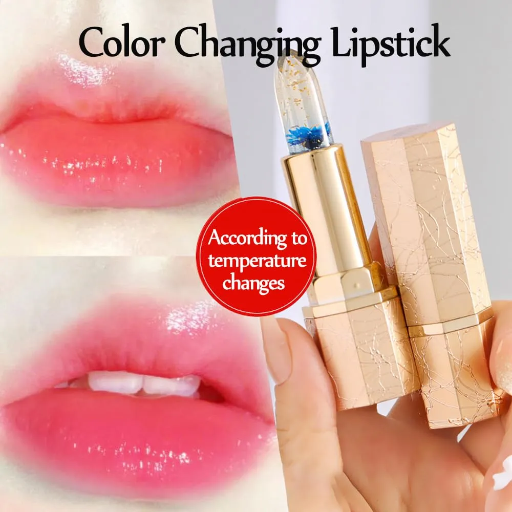 Flower Thermostatic Color Changing Jelly Lipstick, Lipstick for Women, Changing Lips, Long Lasting 24 Hours (01 02)