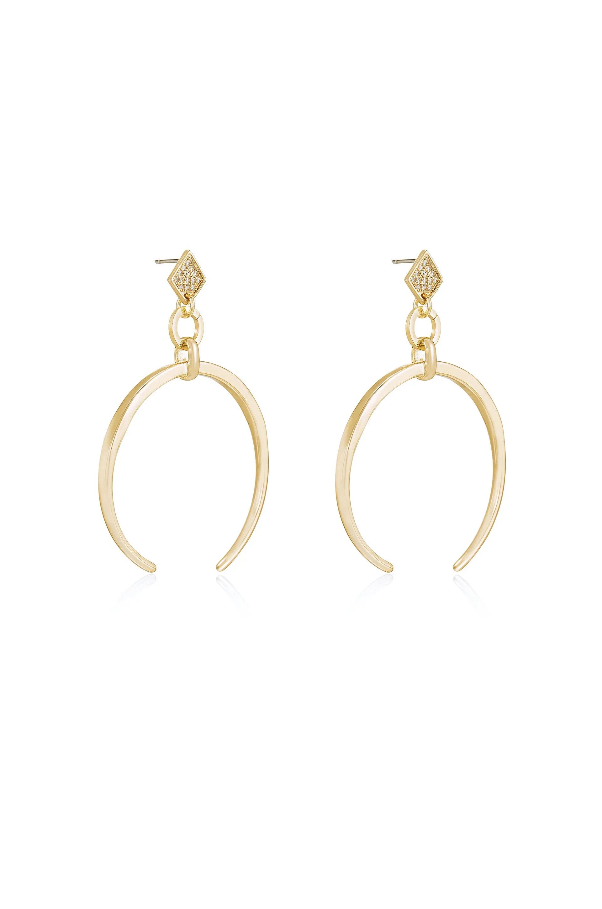 Gold Crescent Drop 18k Gold Plated Earrings