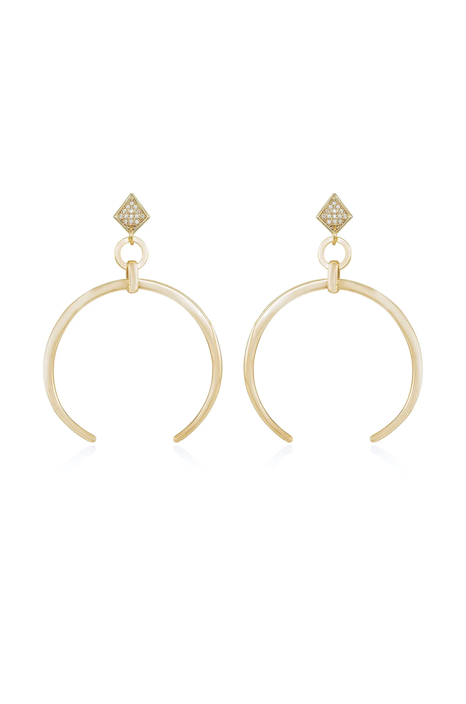 Gold Crescent Drop 18k Gold Plated Earrings