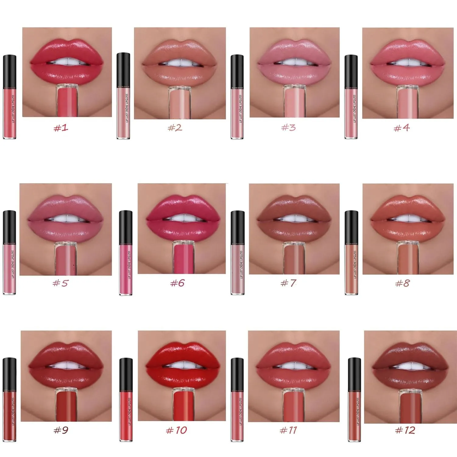 Hailnrothwad Lipstick, Hailnrothwad 12 Colors Cream Texture Lipstick, Brillo De Labios En Crema De 12 Colores, Moisturizing Non-Drying Lip Glaze, Long-Lasting Lip Plumper Gloss (4#)