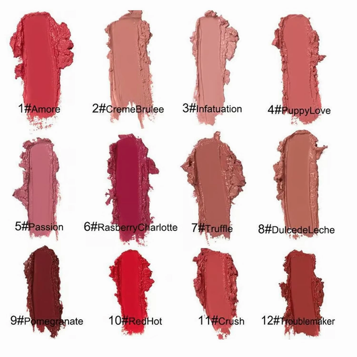 Hailnrothwad Lipstick, Hailnrothwad 12 Colors Cream Texture Lipstick, Brillo De Labios En Crema De 12 Colores, Moisturizing Non-Drying Lip Glaze, Long-Lasting Lip Plumper Gloss (12#)