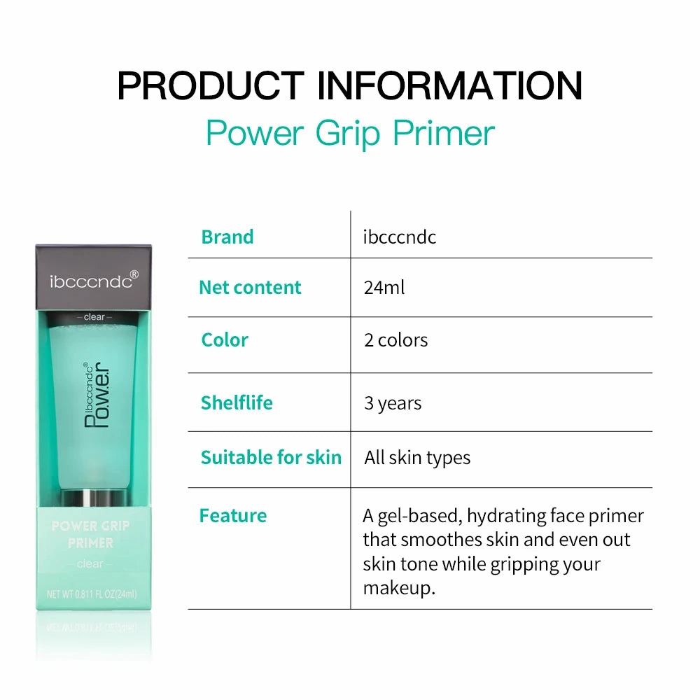 IBCCCNDC Power Grip Primer Gel LuxuryBased Hydrating Face Primer PREMIUM For Smoothing Skin Gripping Makeup Invisible Pore Colorless Primes