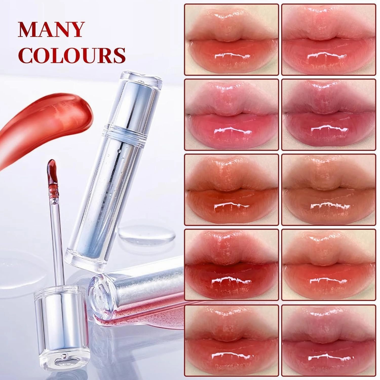 Ice Watery Lip Gloss, 2025 New Ice Iron Tinted Lip Tint, Jelly Hydrating Lip Gloss, Moisturizing Nonstick Tinted Lips Oil (08)
