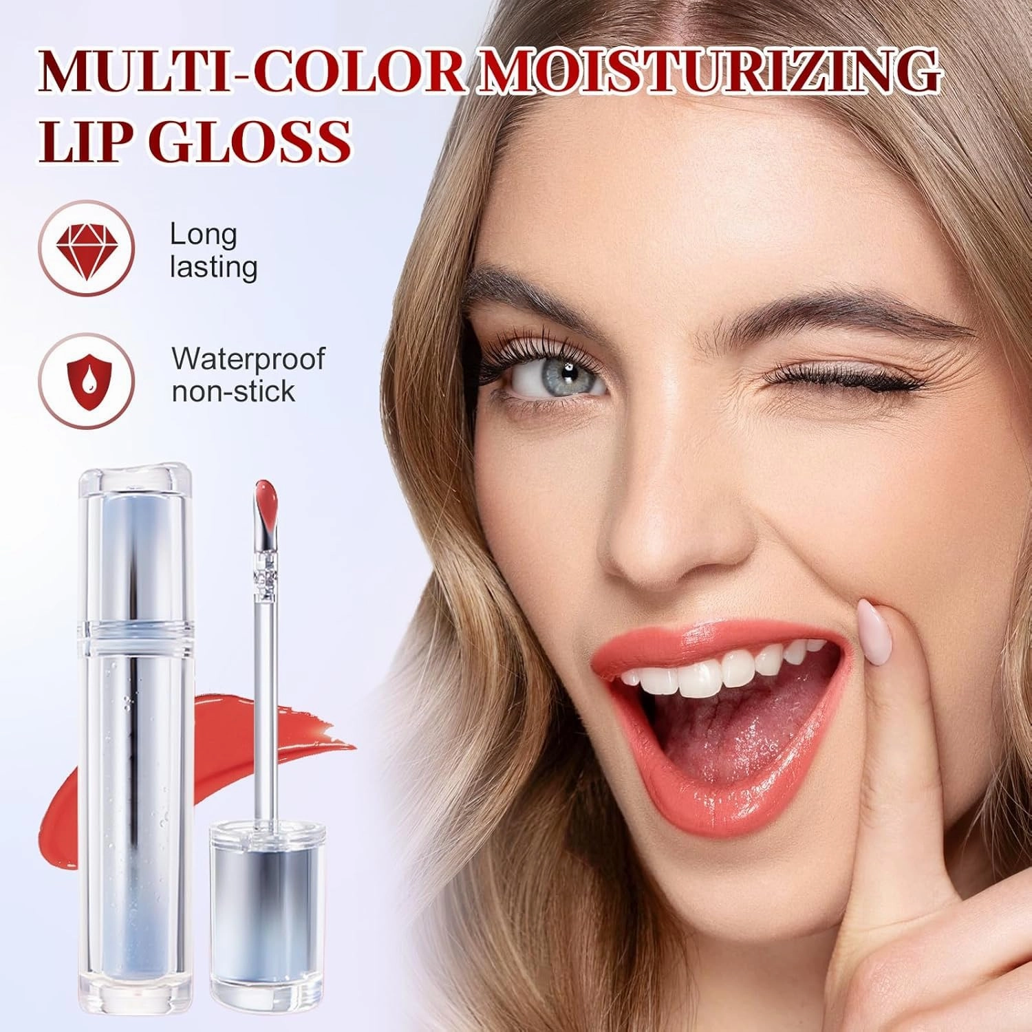 Ice Watery Lip Gloss, 2025 New Ice Iron Tinted Lip Tint, Jelly Hydrating Lip Gloss, Moisturizing Nonstick Tinted Lips Oil (08)