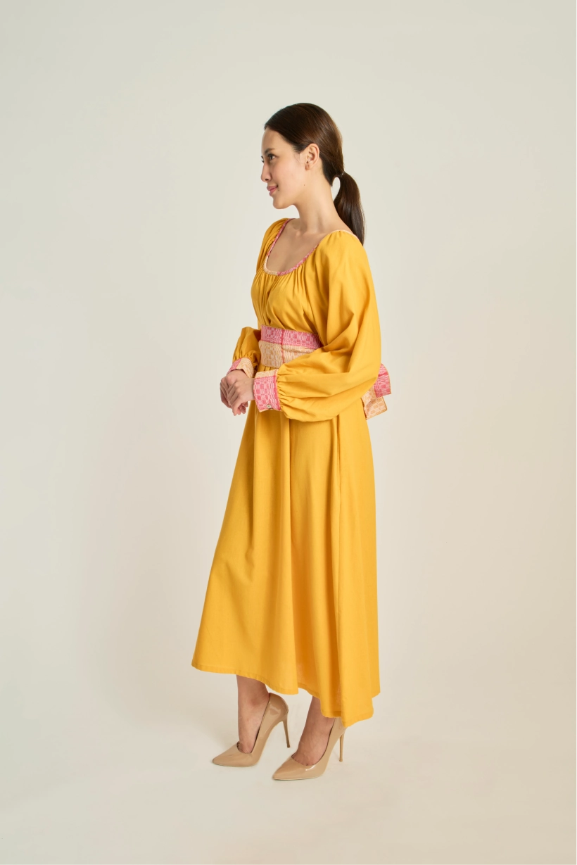 IRA Dress w/ Belt - Mustard