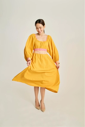 IRA Dress w/ Belt - Mustard