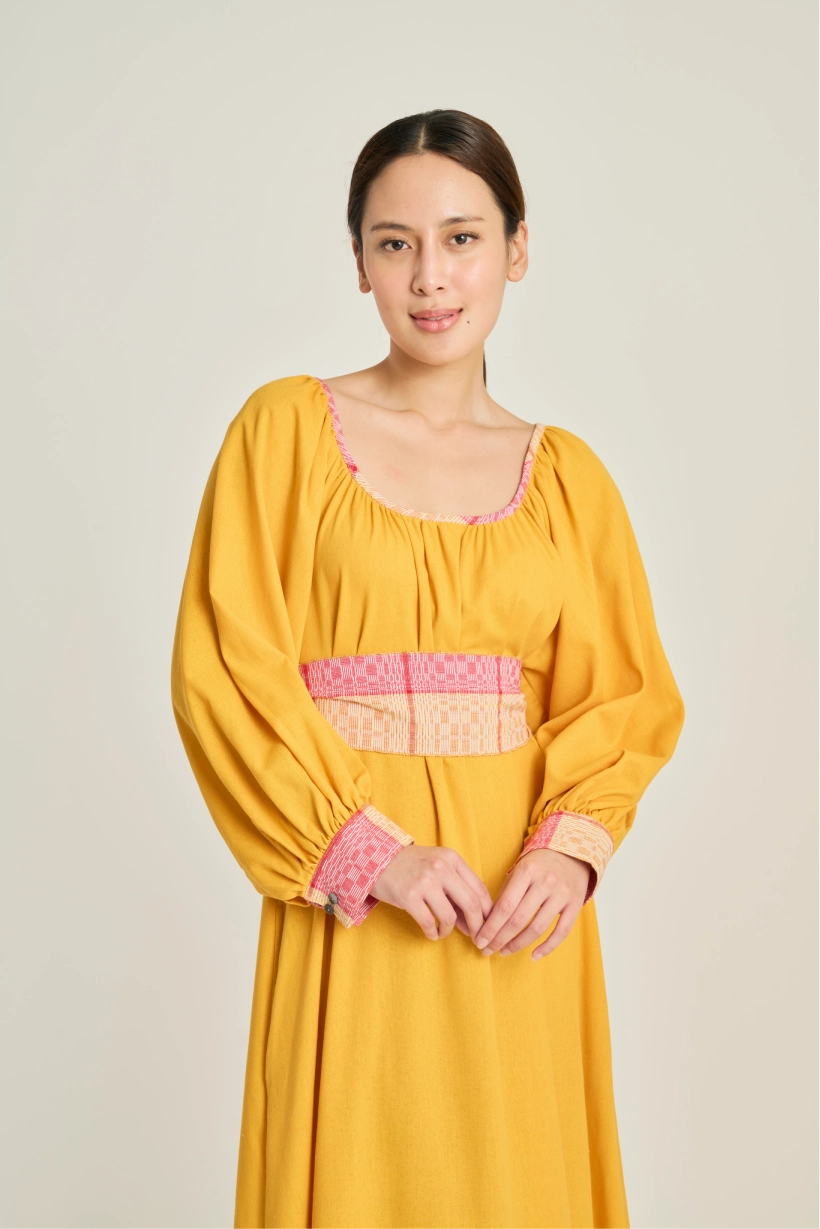 IRA Dress w/ Belt - Mustard