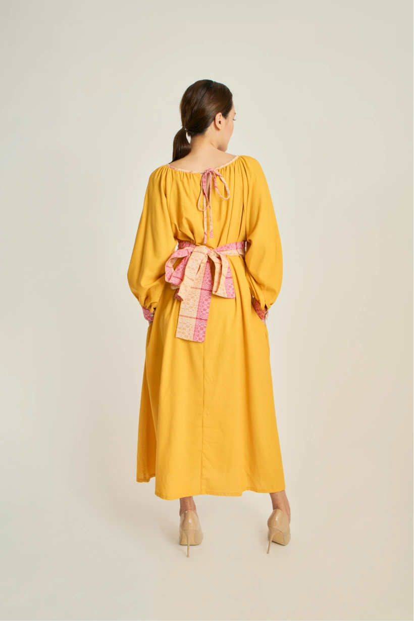 IRA Dress w/ Belt - Mustard