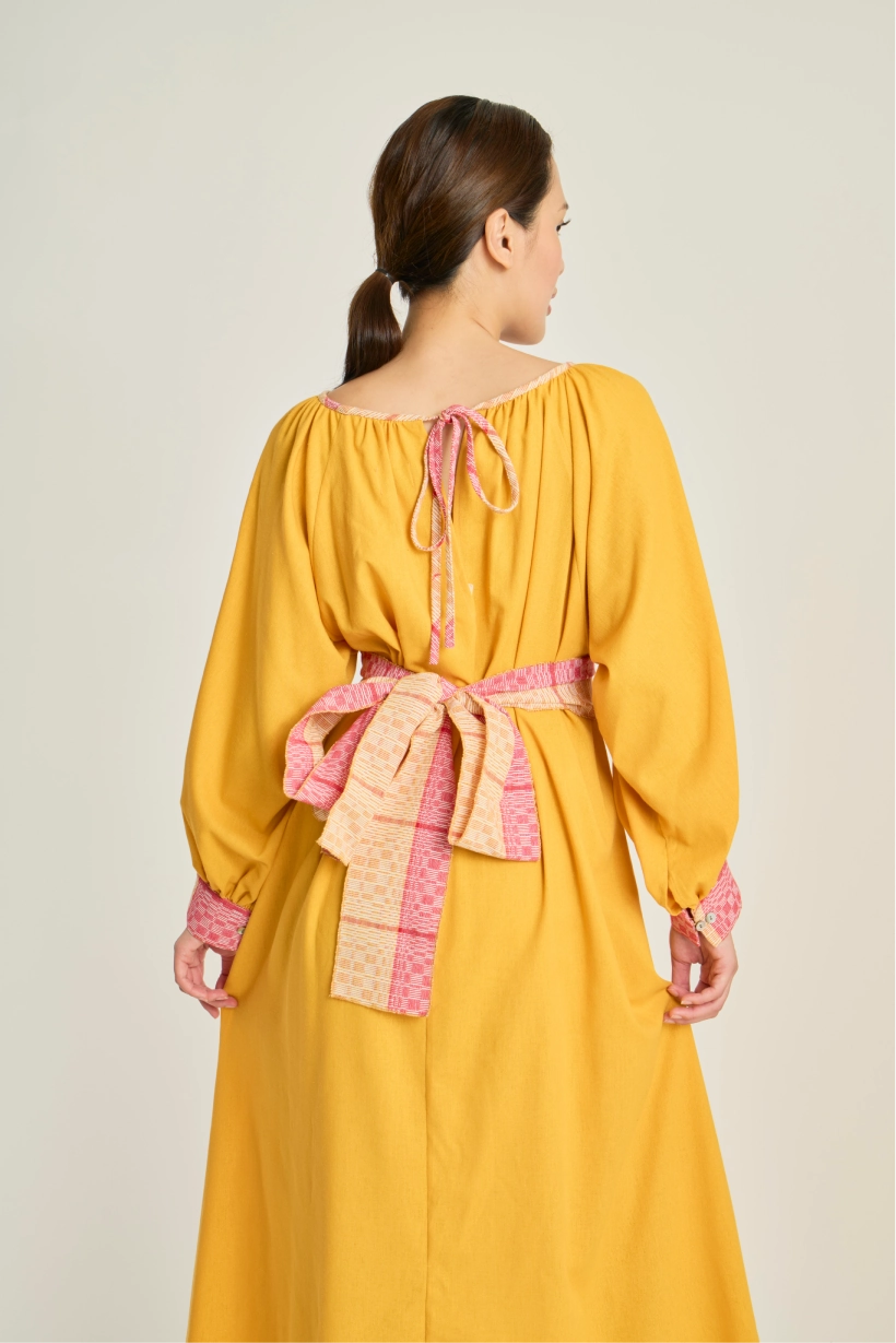 IRA Dress w/ Belt - Mustard