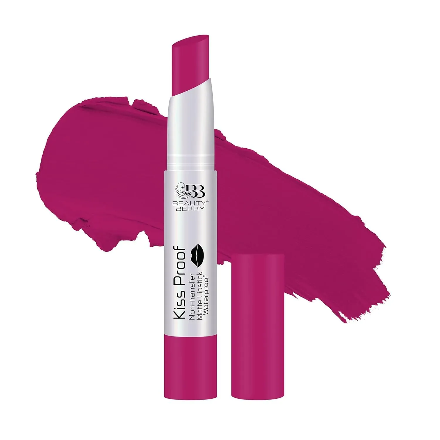 Kiss Proof Matte Lipstick | Highly Pigmented Ultra Matte Long Lasting Lipstick | Non-Drying, Intense Moisturizing, Lightweight | Non Transfer Lipstick for Women (Magenta)