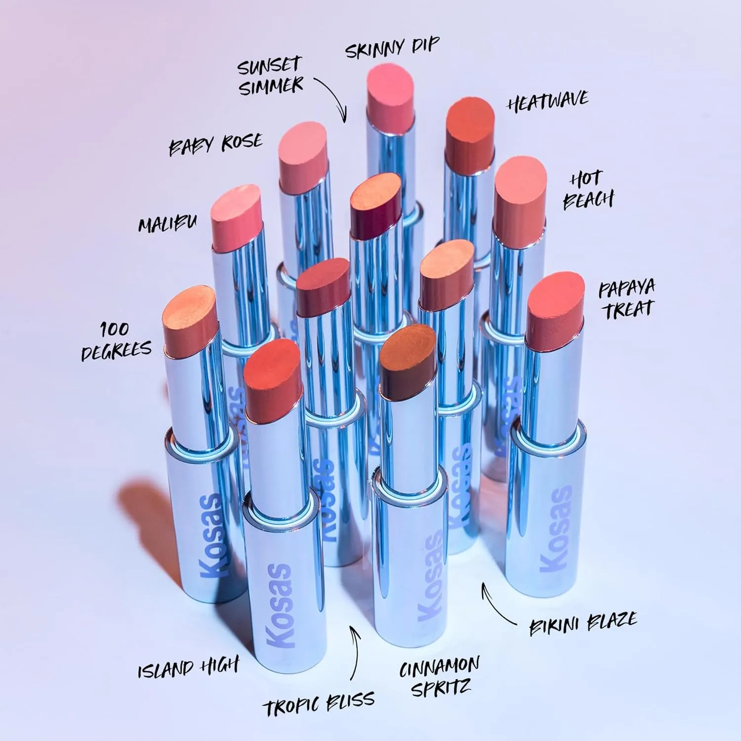 Kosas Wet Stick Moisturizing Shiny Sheer Lipstick with Ceramides, Hyaluronic acid, Peptides and Mango Butter - Soothes, Softens, and Moisturizes Lips – 100 Degrees
