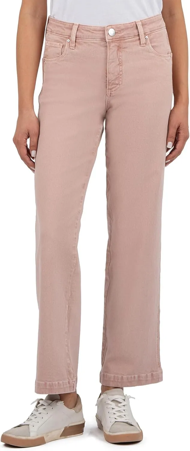 KUT from the Kloth Women's Pattie High-Rise-Straight Legs-Back Darts 5 Pockets in Blush
