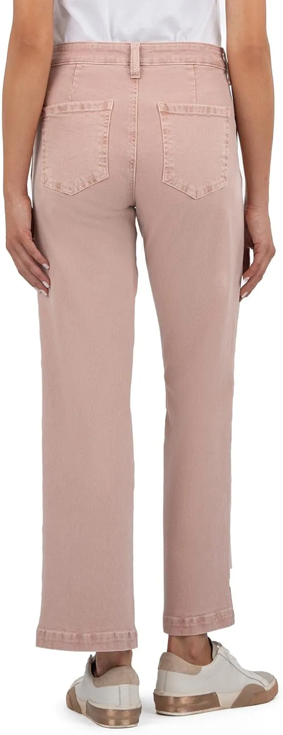 KUT from the Kloth Women's Pattie High-Rise-Straight Legs-Back Darts 5 Pockets in Blush