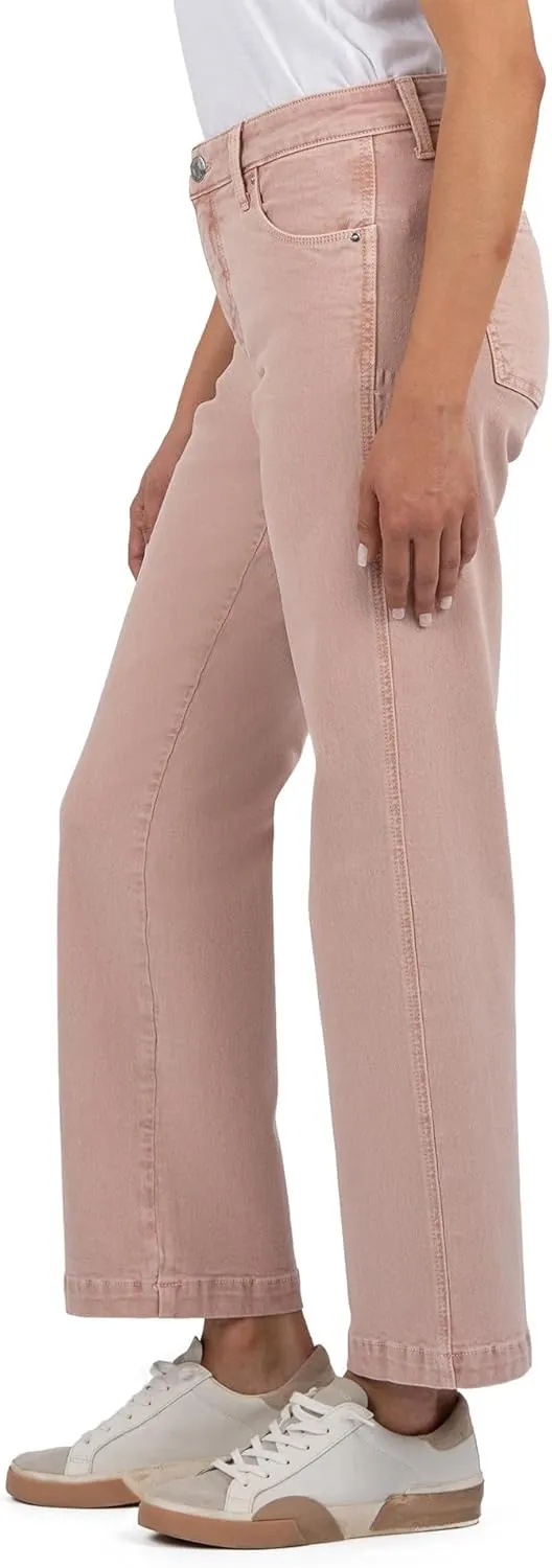 KUT from the Kloth Women's Pattie High-Rise-Straight Legs-Back Darts 5 Pockets in Blush