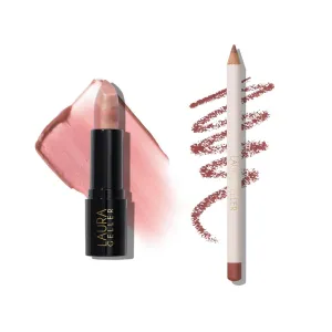 LAURA GELLER Marble-ous Lip Duo | Italian Marble Sheer Lipstick, Sugared Maple   Marble Lips Multidimensional Liner, Tranquil Terracotta