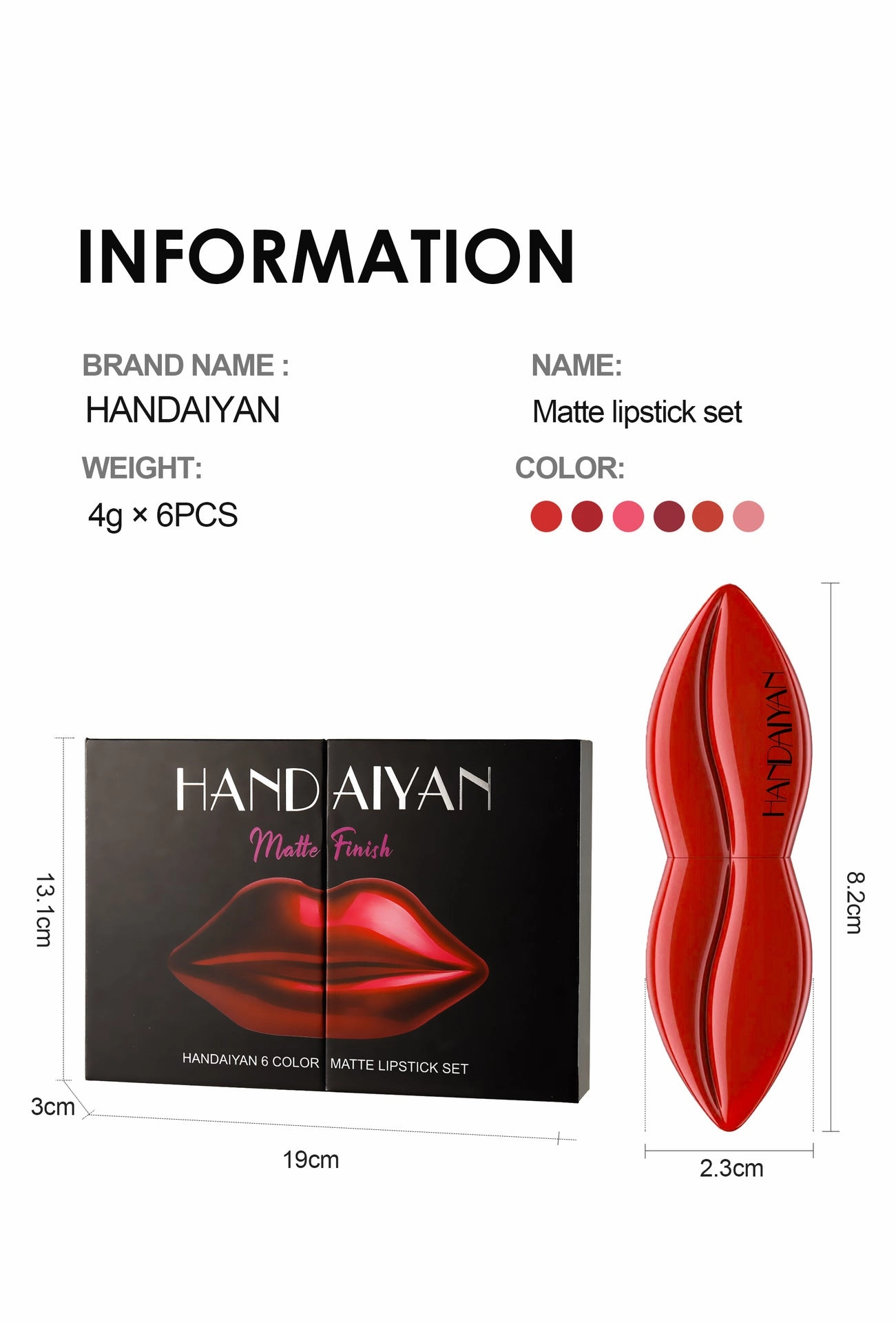 MA580 - Matte 6pc Long Lasting Lipstick Set
