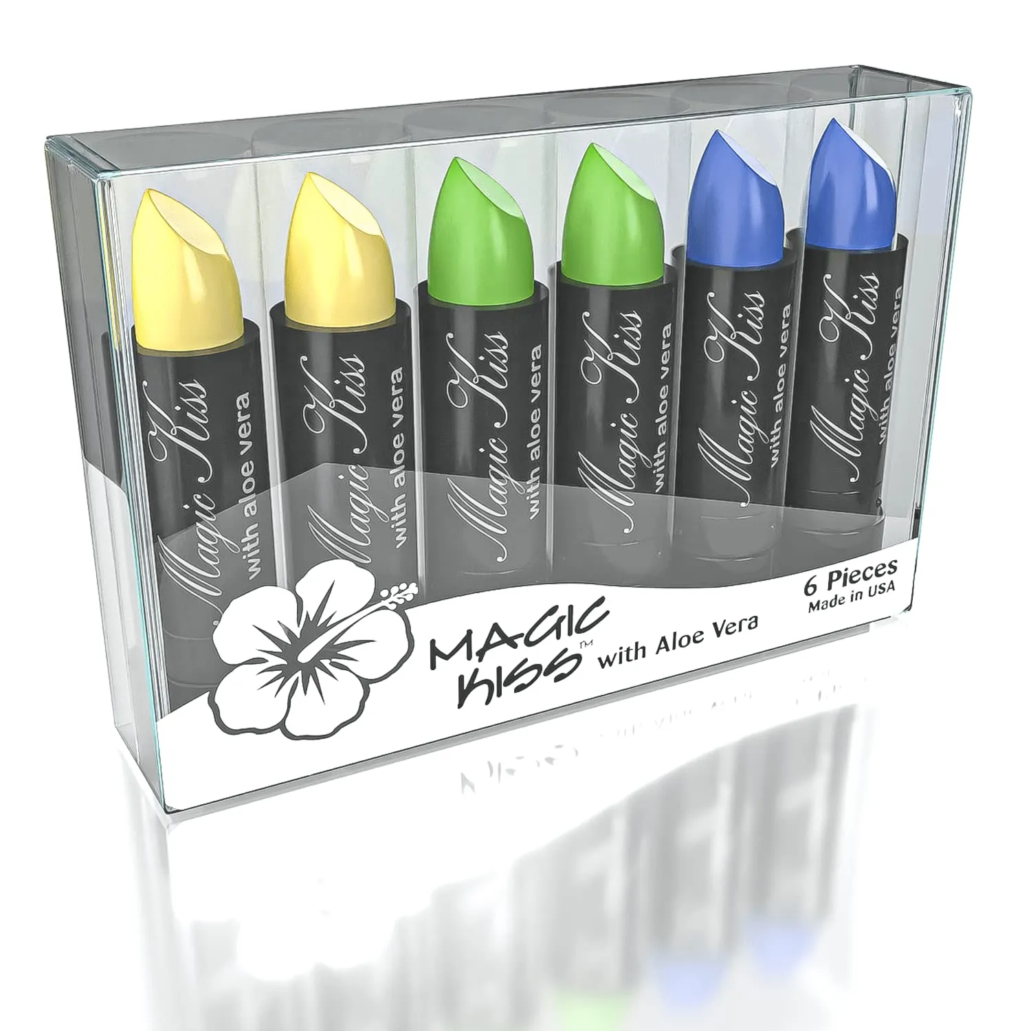 Magic Kiss Color Changing Matte 6 Piece Lipstick Set infused with Aloe Vera Made in USA (Colors of Aloha 4)