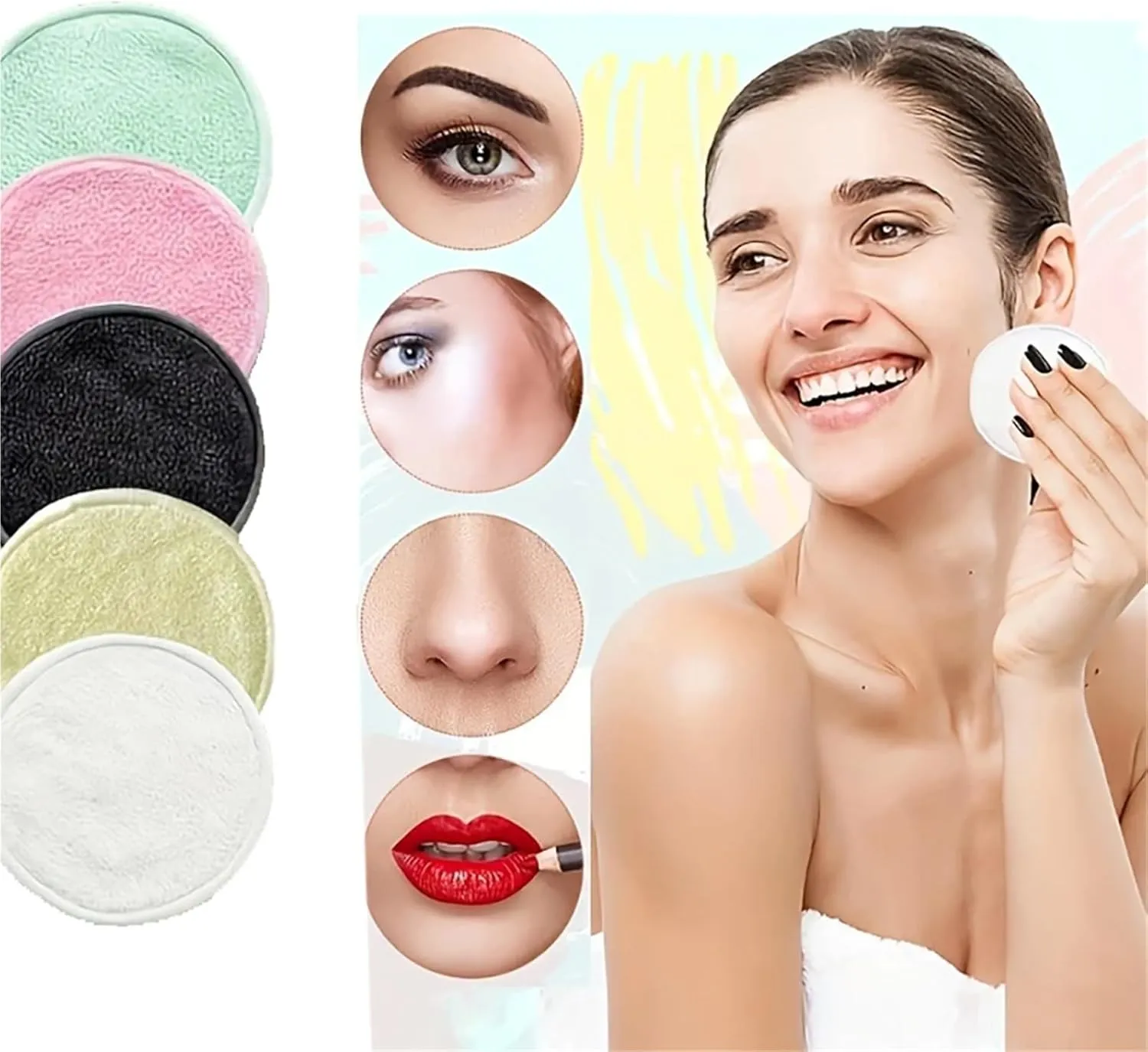 Makeup Remover Pads 20Pcs Ultrafine Fiber Cleaning Pad Ultra Soft Reusable Makeup Removal(Green)
