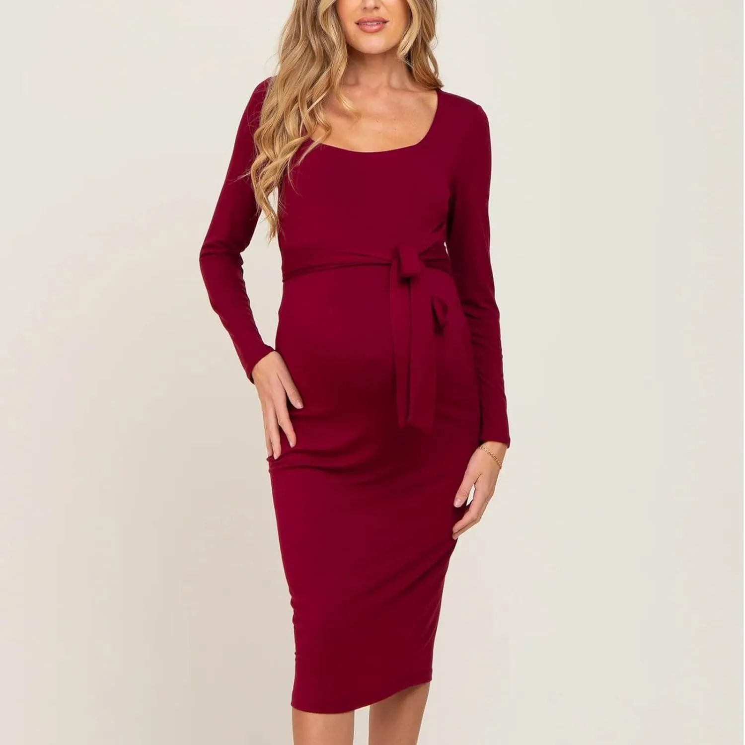 Maternity Dress,Long Sleeve Spring Maternity Dresses Soft Stretch Spring Dresses for Women Elegant 2025