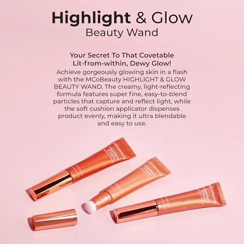 MCoBeauty Highlight & Glow Beauty Wand, Blush Glow, Luminous Highlight for Radiance Skin, Vegan, Cruelty Free Cosmetics