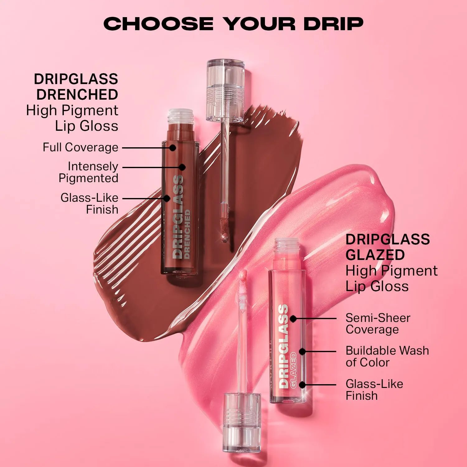 MORPHE Dripglass High Shine Lip Gloss - Glazed, Semi-Sheer & Nourishing Lip Makeup - Buildable Formula Infused with Plant-Derived Squalane & Vitamin E - Shatterproof Mauve (0.13 oz)